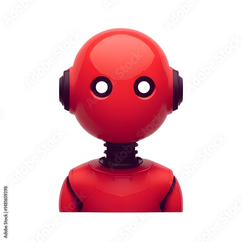 abstract red robot icon  isolated on a transparent background.
