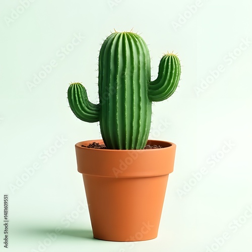 cactus in a clay pot on a transparent background