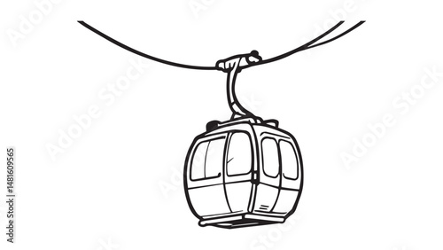 Cable Car line art illustration 