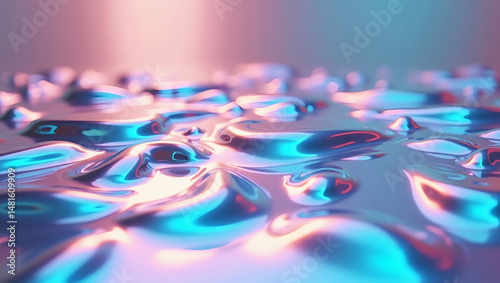 Liquid Metal Abstract Surface with Iridescent Colors