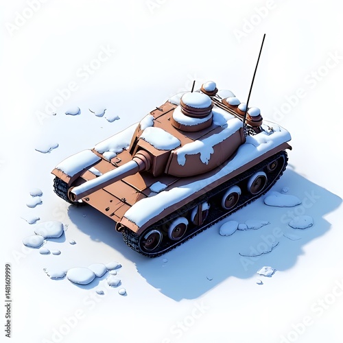 isometric game Event , winter , tank, on a transparent background