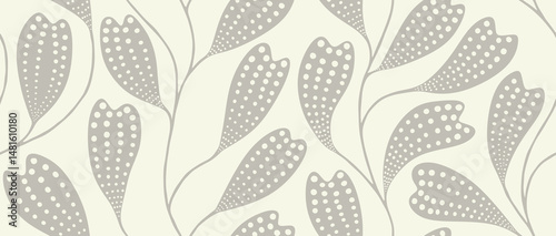 Abstract leaves seamless pattern with dotted style.