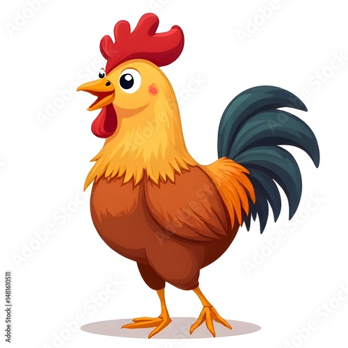 rooster, style cartoon for kids on a transparent background