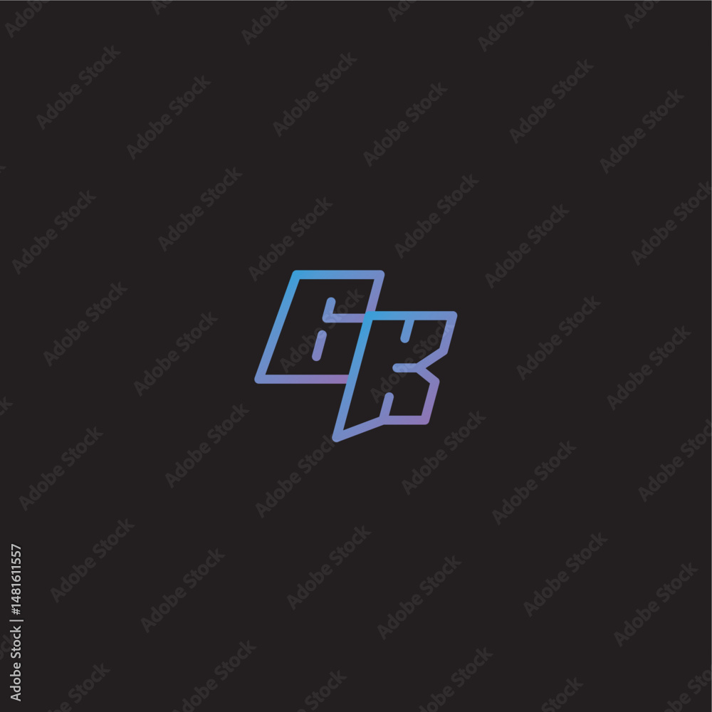 Fototapeta premium dinamyc line gaming concept monogram logo design letter amazing esport style GK