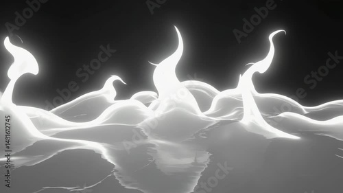 High-contrast black and white fractal energy flow with fluid motion, cinematic lighting, and seamless looping.