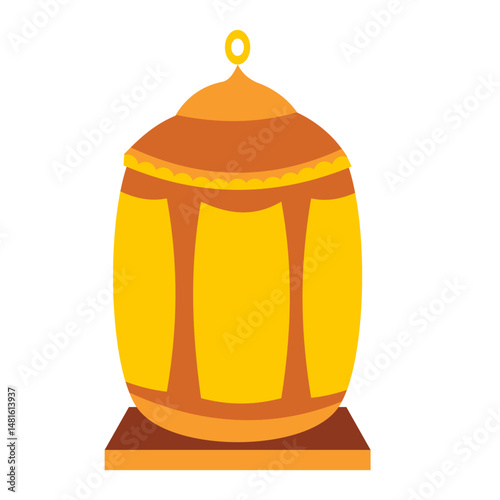 Golden Geometric Lantern, Warm Light, Simple Design.