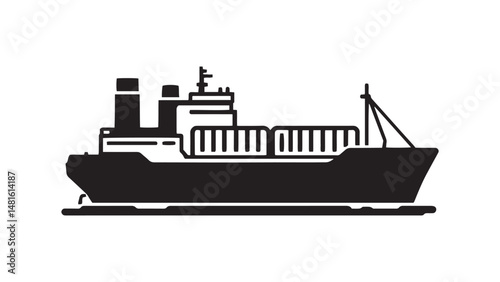 Cargo Ship line art illustration 