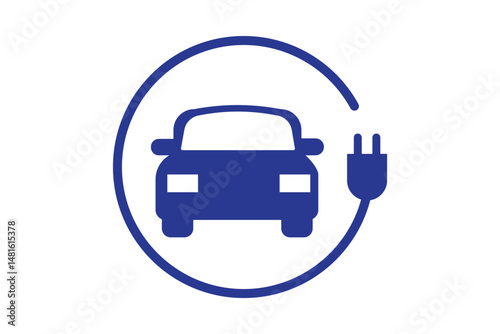 Electric car with plug icon. Simple outline style. EV car, green hybrid vehicles charging point, eco friendly vehicle concept. Thin line symbol. Vector illustration isolated. Editable stroke.