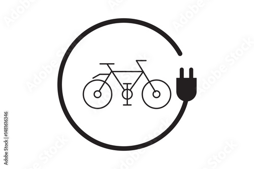 Electric car with plug icon. Simple outline style. EV car, green hybrid vehicles charging point, eco friendly vehicle concept. Thin line symbol. Vector illustration isolated. Editable stroke.
