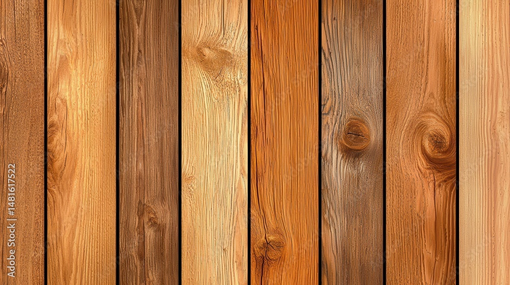 Naklejka premium Warm Brown and Tan Vertical Wood Planks Texture Background