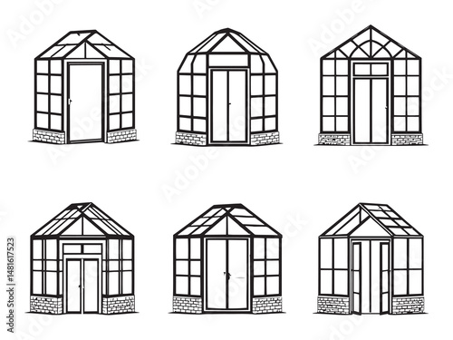 Plastic greenhouse frame simple line art
