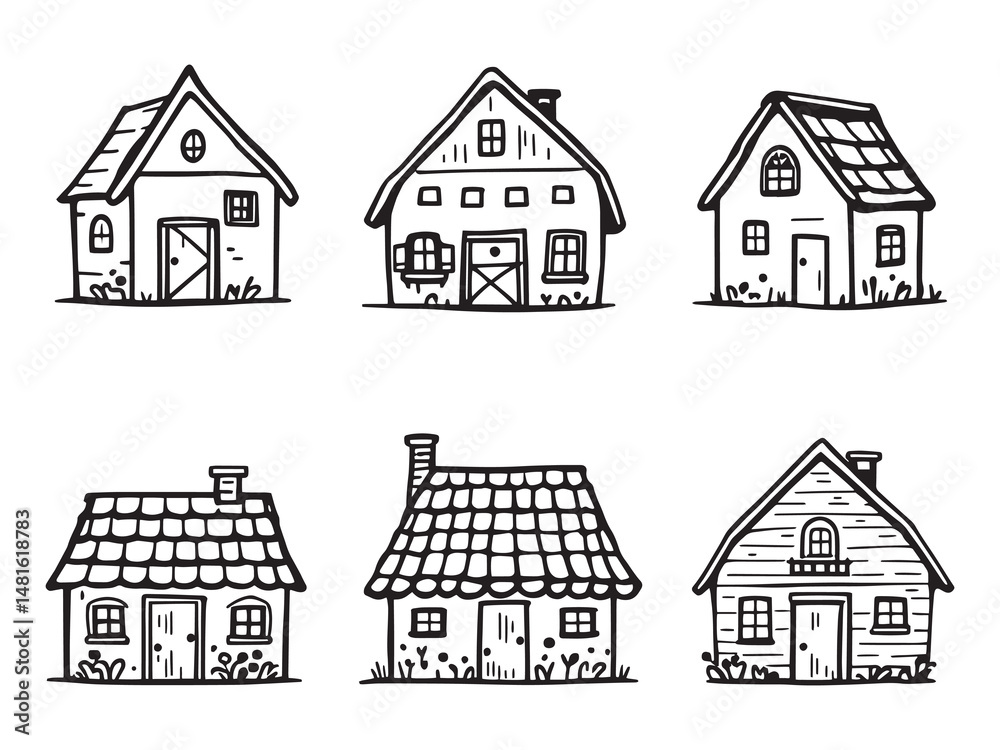 Fototapeta premium Polyhouse farming structure line drawing