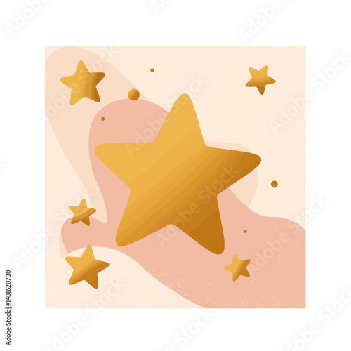 Golden stars on party napkins in playful vector illustration  