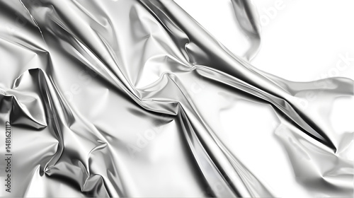 Capture Abstract Silver Fabric Texture, Reflecting Light, Modern Background with Minimalist Design and Flowing Metallic