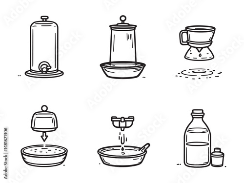 Poultry drinker simple container line vector