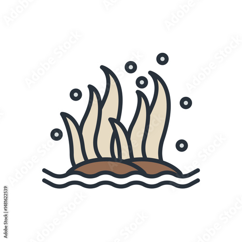 seaweed icons isolated on White Background. Flat style design