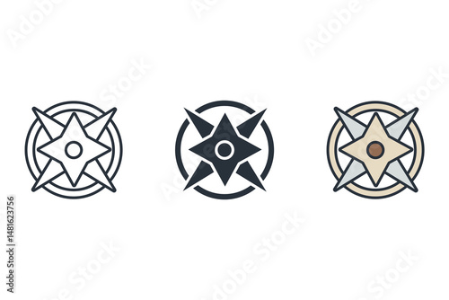 compass icons isolated on White Background. Flat style design