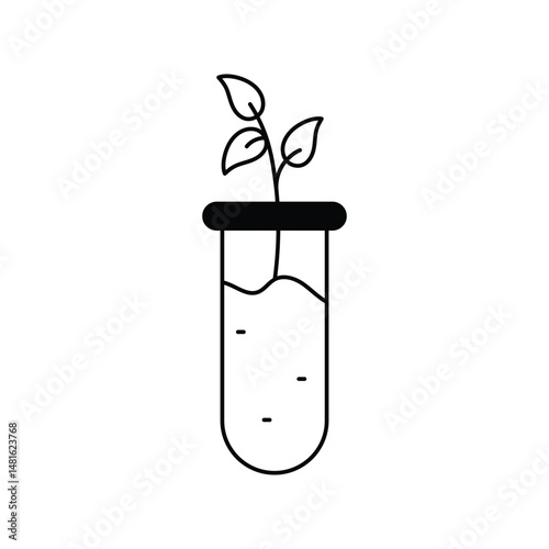 test tube glyph outline icon with white background vector stock illustration