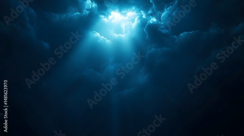 Rays of Light Shining Through Dark Clouds in Sky Scenery