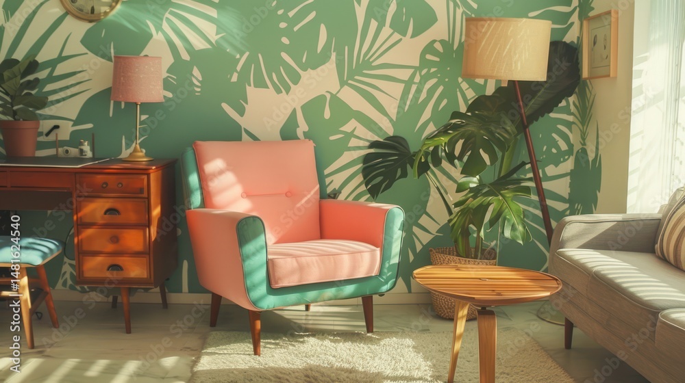 custom made wallpaper toronto digitalWarm,  Tropical  Living  Room