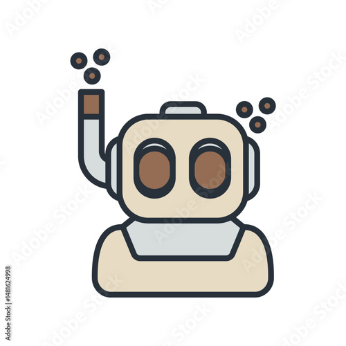 diving helmet icons isolated on White Background. Flat style design