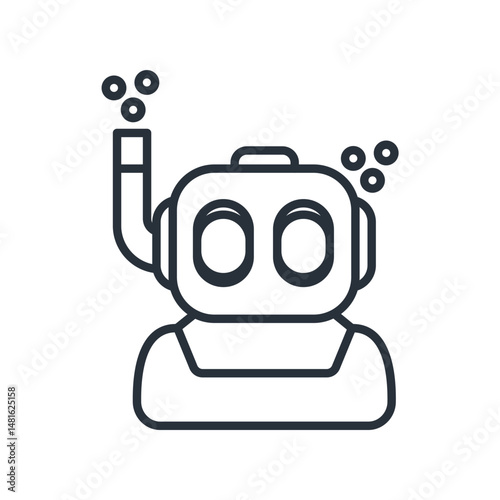 diving helmet icons isolated on White Background. Flat style design