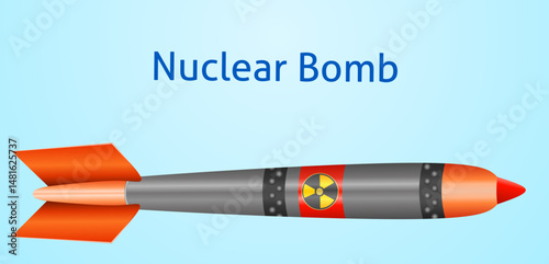 Rocket bomb isolated on white background. Nuclear weapons. Vector aviation bomb. Nuclear winter concept. Stock Flat vector illustration.   