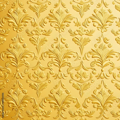 Explore Golden Textured Wallpaper with Floral Patterns Backgrounds and Antique Gold Vintage Ornaments Details