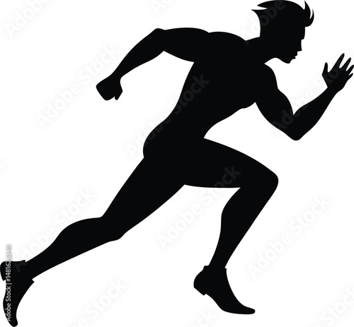 Silhouette of a Running Athlete in Motion