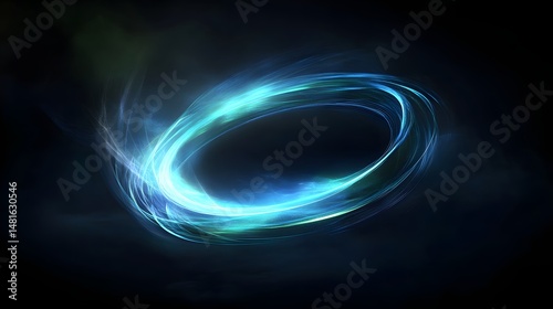 Glowing Light Ring Abstract Design with Blue and White Energy