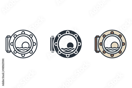 porthole icons isolated on White Background. Flat style design