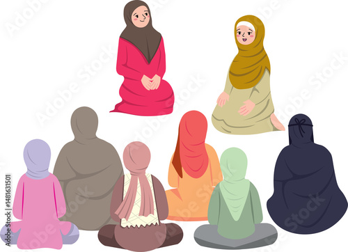 Illustration of Women in Discussion Circle