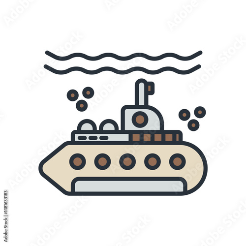 submarine icons isolated on White Background. Flat style design