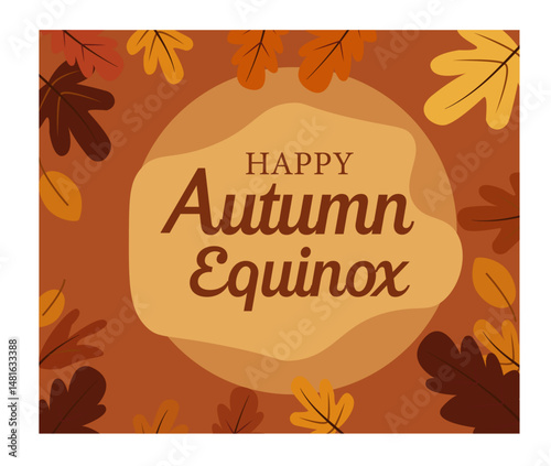 Happy Autumn Equinox Vector Square Illustration Set - Fall Graphics Pack-02