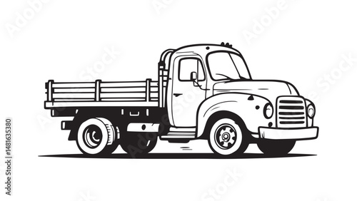 Flatbed Truck line art
