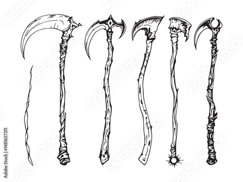 Sickle Minimal Line Art Set