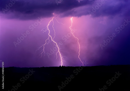 雷が激しく大地を撃つ