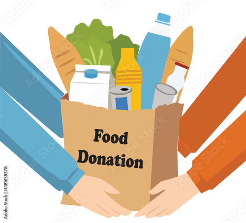 Food and grocery donation concept. Charity, food donation for needy and poor people.