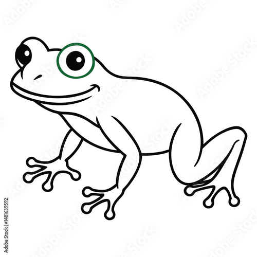 Green Tree Frog illustration white background