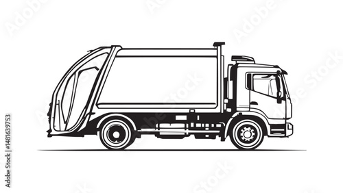 Garbage Truck line art