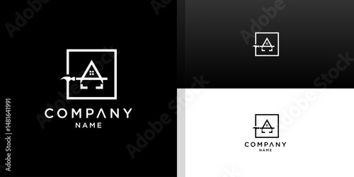Real Estate Company Logo with Letter A and House Icon