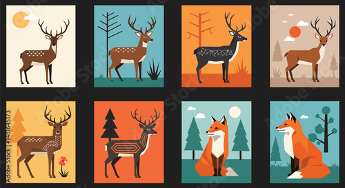 deer animal vector reindeer silhouette icon, cartoon, Illustrator Artwork
