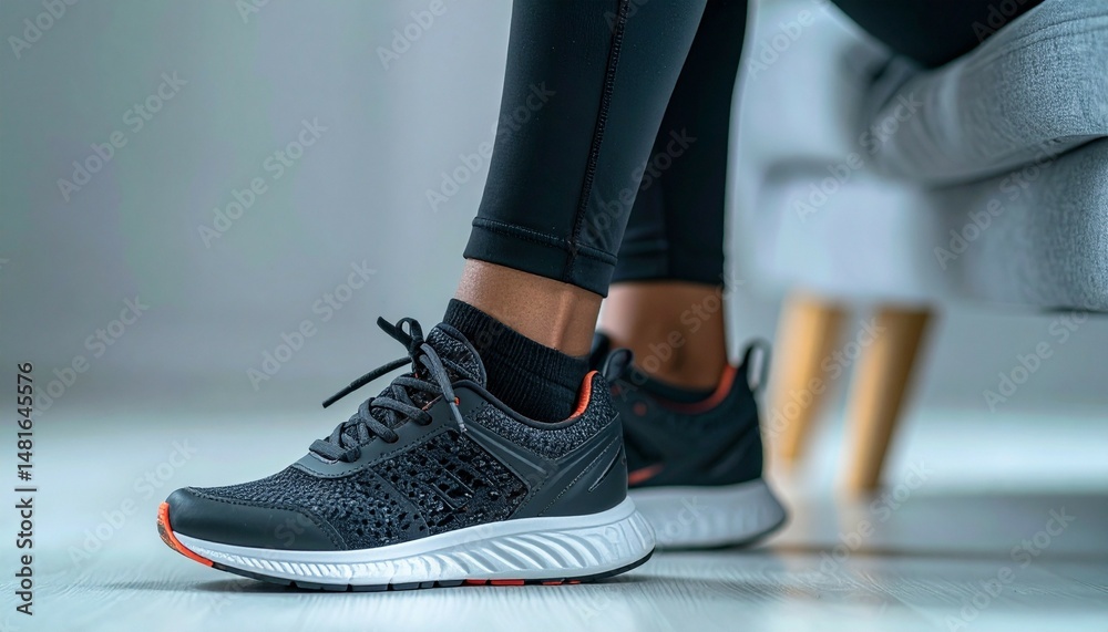 custom made wallpaper toronto digitalA close-up of a person wearing stylish athletic shoes while seated on a modern couch, showcasing comfort in a cozy indoor setting