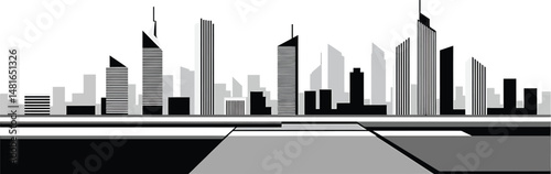 Minimalist Modern City Skyline Vector