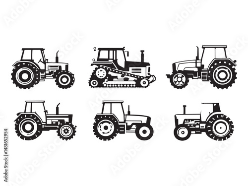 Tractor Line Style Art Icons