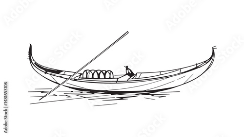 Gondola (boat) line art 