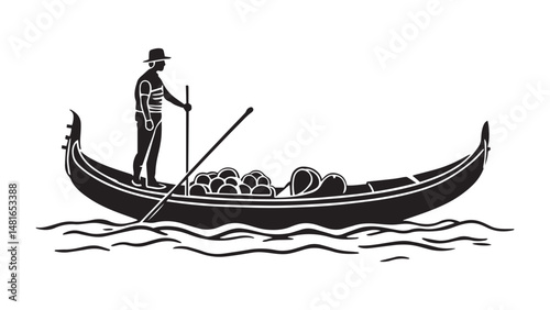 Gondola (boat) line art 