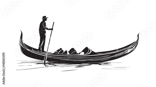 Gondola (boat) line art 