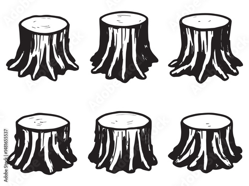 Tree Stump Simple Outline Icons