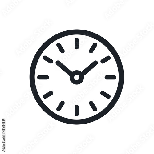 Clock icon with thick black outline and short hands